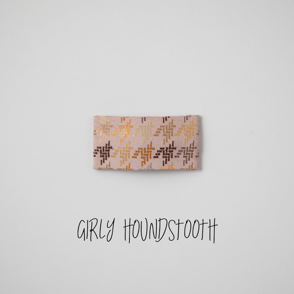 Girly Houndstooth Leather Snap Clip