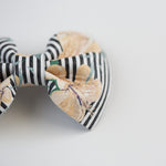 Striped Floral Leather Bow