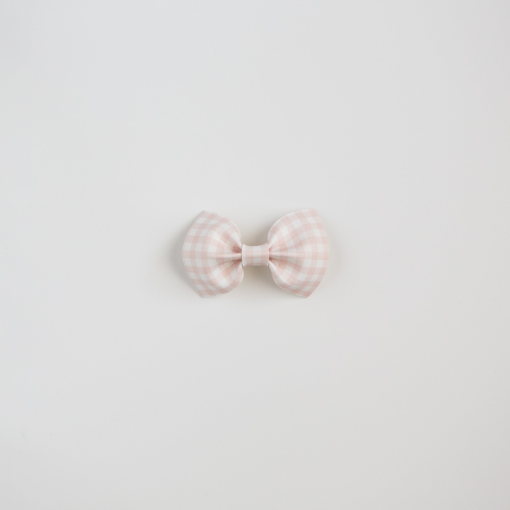 Pink Gingham Faux Leather Bow