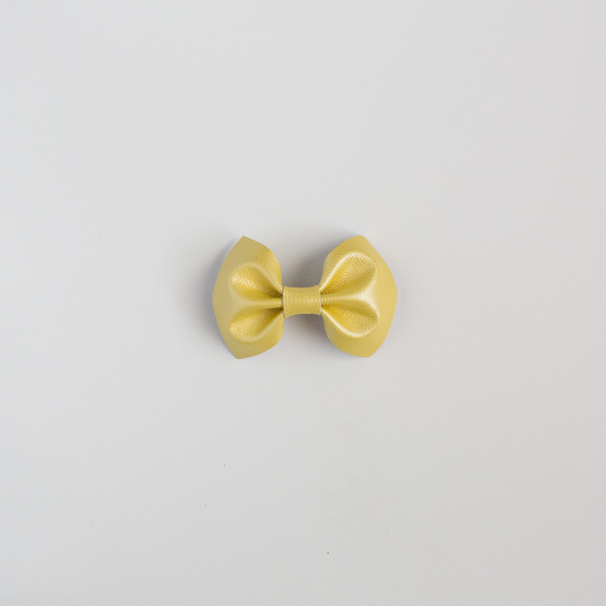 Pearlized Yellow Leather Bow