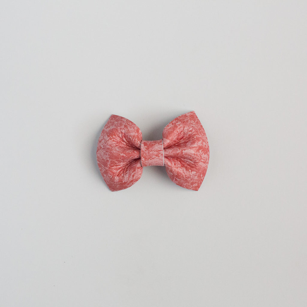 Living Coral Leather Bow