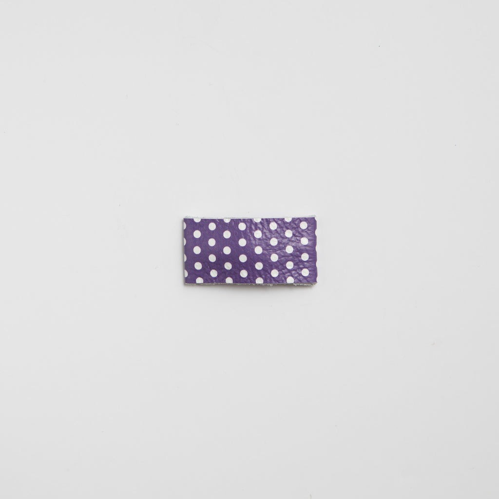 Purple & White Polka Dot Leather Snap Clip