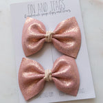 Pink Shimmer Leather Bow