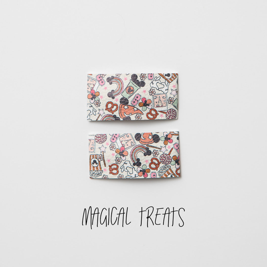Magical Print Faux Leather Snap Clip