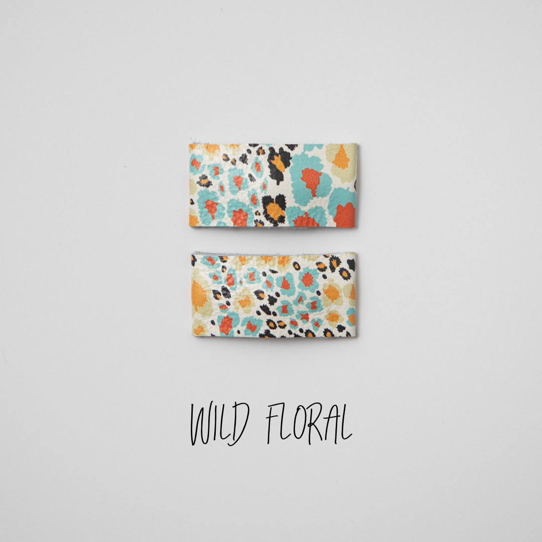 Wild Floral Leather Snap Clip