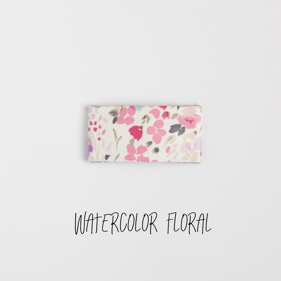 Watercolor Floral Leather Snap Clip