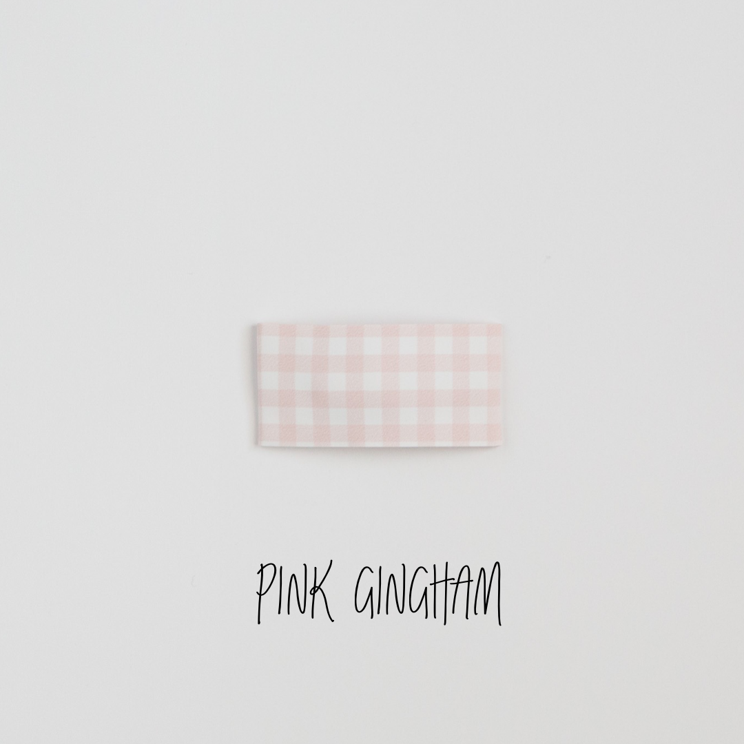 Pink Gingham Faux Leather Printed Snap Clip