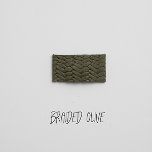 Braided Olive Leather Snap Clip