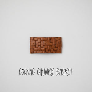 Cognac Chunky Basket Leather Snap Clip