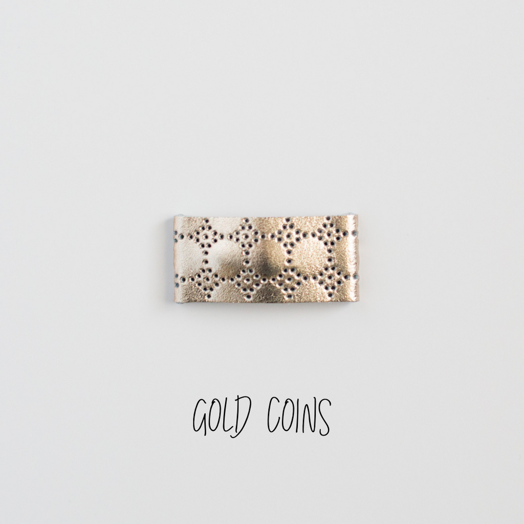 Gold Coins Leather Snap Clip