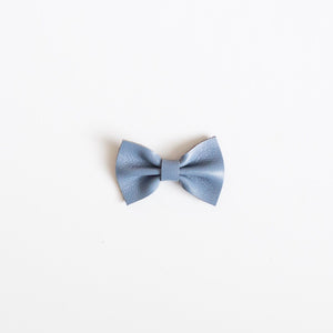 Grey Periwinkle Leather Bow